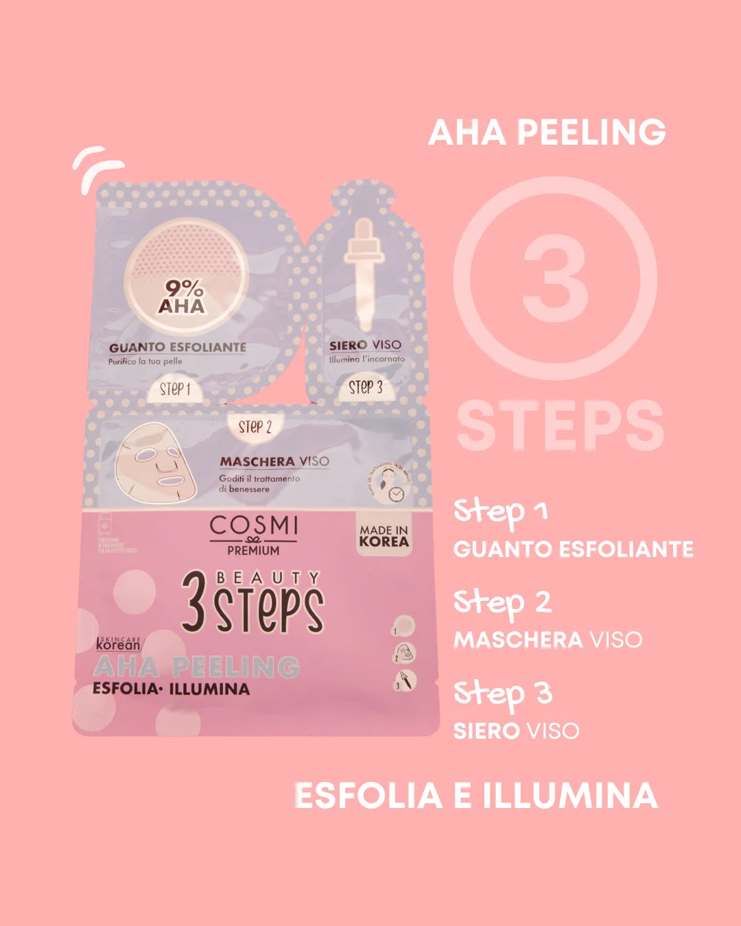 SKINCARE KOREAN BELLEZA EN  3 PASOS PEELING DE COSMI PREMIUM